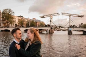 Amsterdam canals proposal and engaged