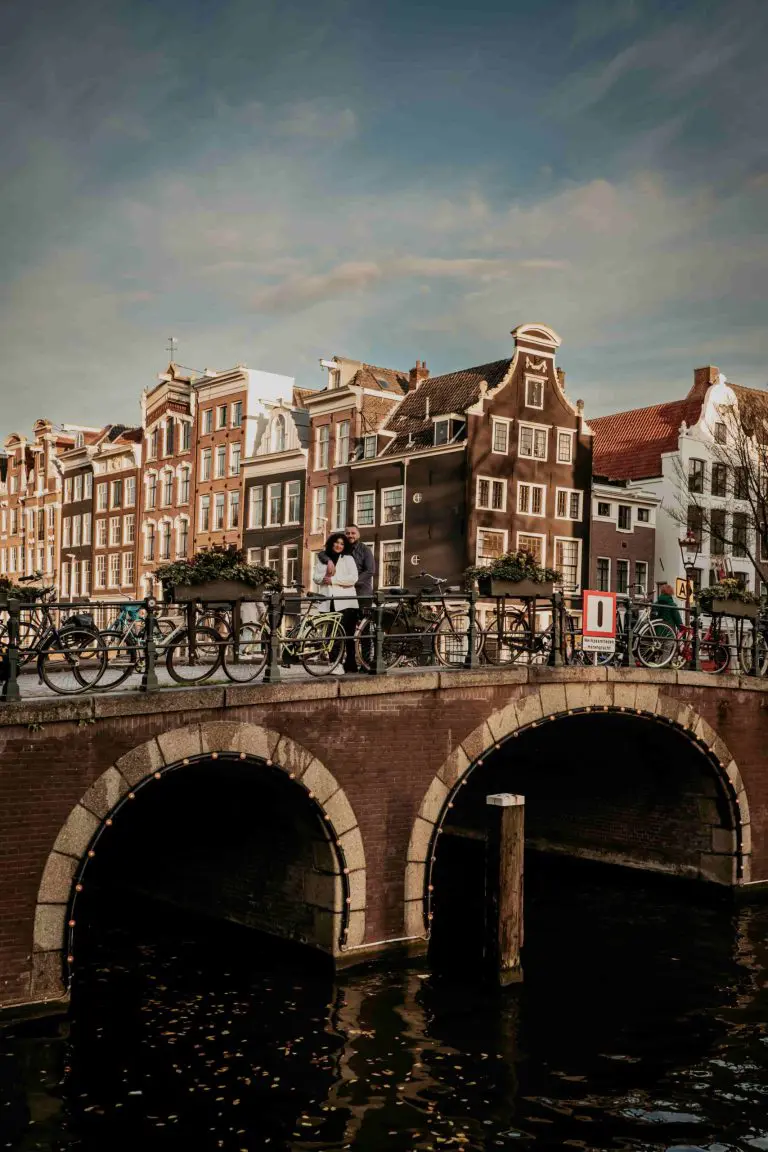 Beautifull bridge by historical canalsge over a body of water