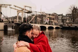 Proposal and engagement photoshoot canals Amsterdam